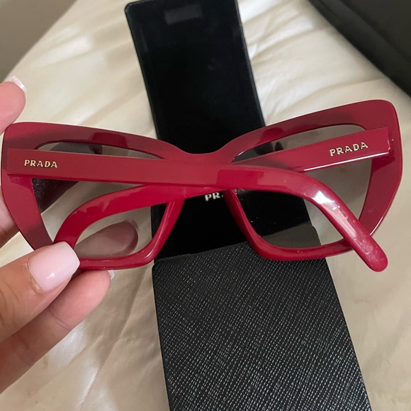 Prada Red Cat-Eye Sunglasses Fashion-Forward Accessories - Picture 2 of 8